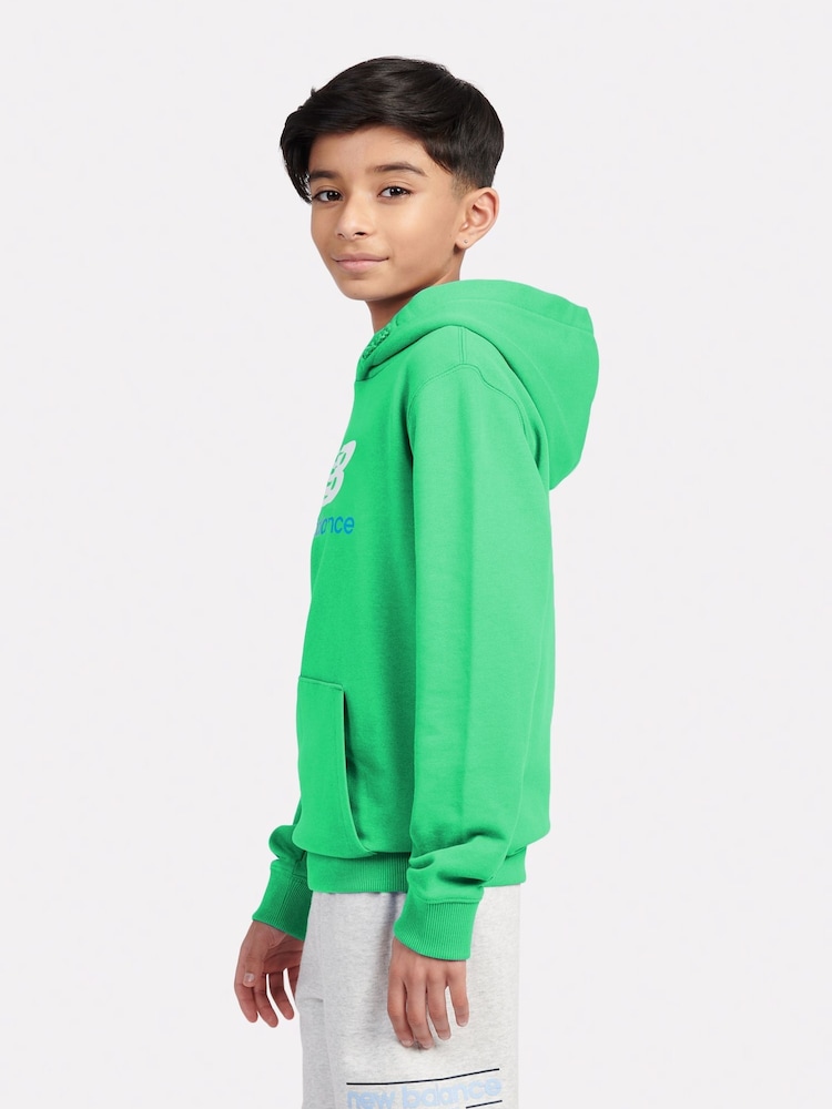 Verde - New Balance Kids French Terry Stacked 100% Cotton Logo Hoodie - Imagen 2 de 8
