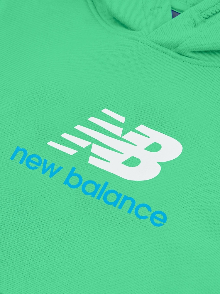 Verde - New Balance Kids French Terry Stacked 100% Cotton Logo Hoodie - Imagen 8 de 8