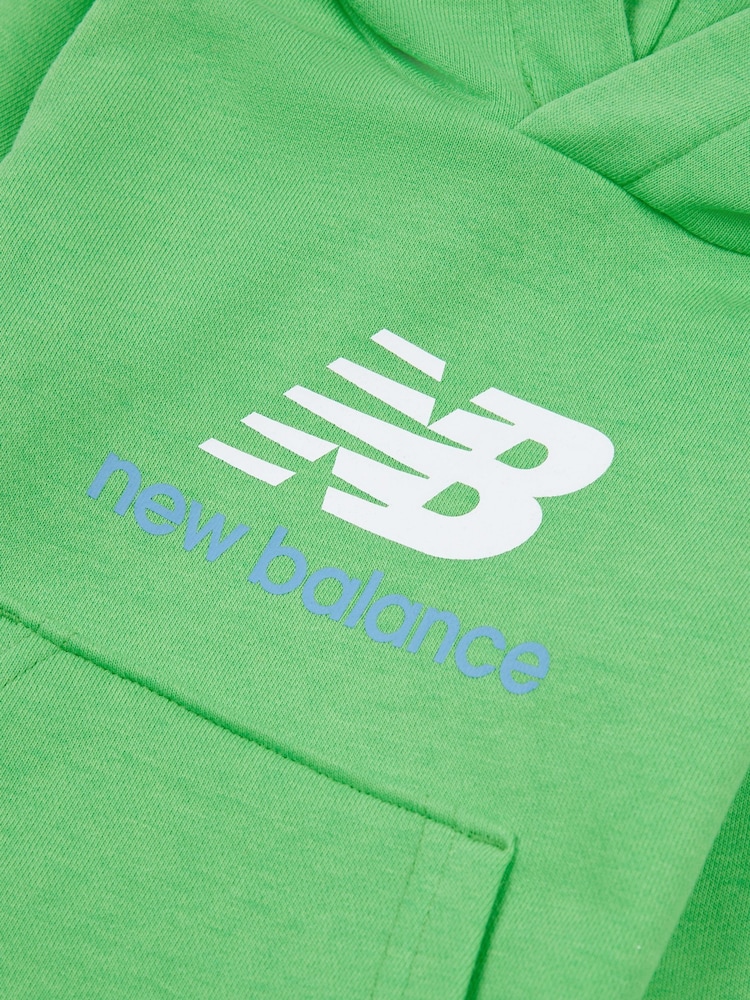 New Balance Green Kids French Terry Stacked 100% Cotton Logo Hoodie - Image 8 of 8 New Balance Green Kids French Terry Stacked 100% Cotton Logo Hoodie - Image 8 of 8