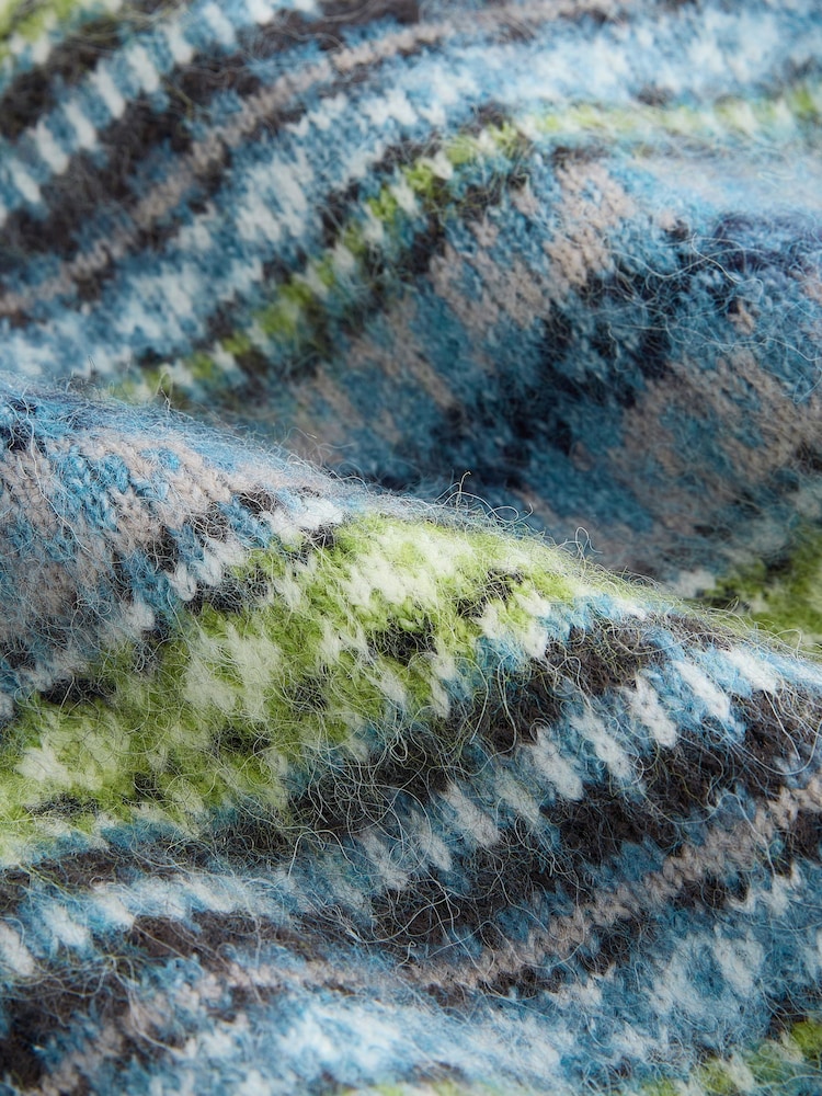 Modra in zelena fairisle - Brušena jopica z V-izrezom - Slika 2 iz 3 Modra in zelena fairisle - Brušena jopica z V-izrezom - Slika 2 iz 3