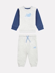 New Balance Grey Kids 100% Cotton Crew Top & Joggers Set - Image 1 of 3