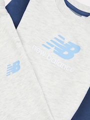 New Balance Grey Kids 100% Cotton Crew Top & Joggers Set - Image 3 of 3