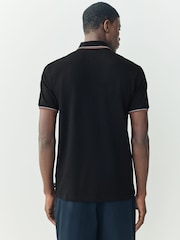 Negro - PS Paul Smith Regular Fit Tipped Collar Polo Shirt - Imagen 3 de 6