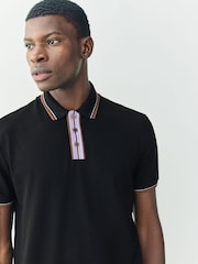 Negro - PS Paul Smith Regular Fit Tipped Collar Polo Shirt - Imagen 4 de 6