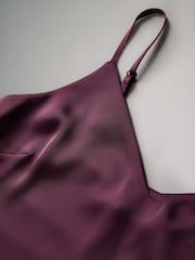 The Set Black/Burgundy Red 2 Pack Satin Cami Tops - Image 10 of 11