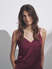 The Set Black/Burgundy Red 2 Pack Satin Cami Tops - Image 6 of 11
