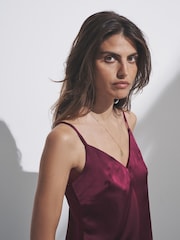 The Set Black/Burgundy Red 2 Pack Satin Cami Tops - Image 7 of 11