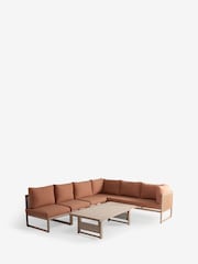 Rust Brown Abel Rattan Garden Modular Sofa and Table Lounge Set - Image 8 of 11