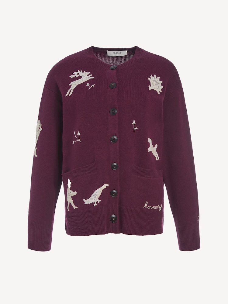 Sea New York Red Mika Applique Cardigan - Image 1 of 1