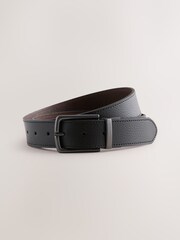 Black/Brown Reversible Grainy Leather Belt - Image 1 of 3