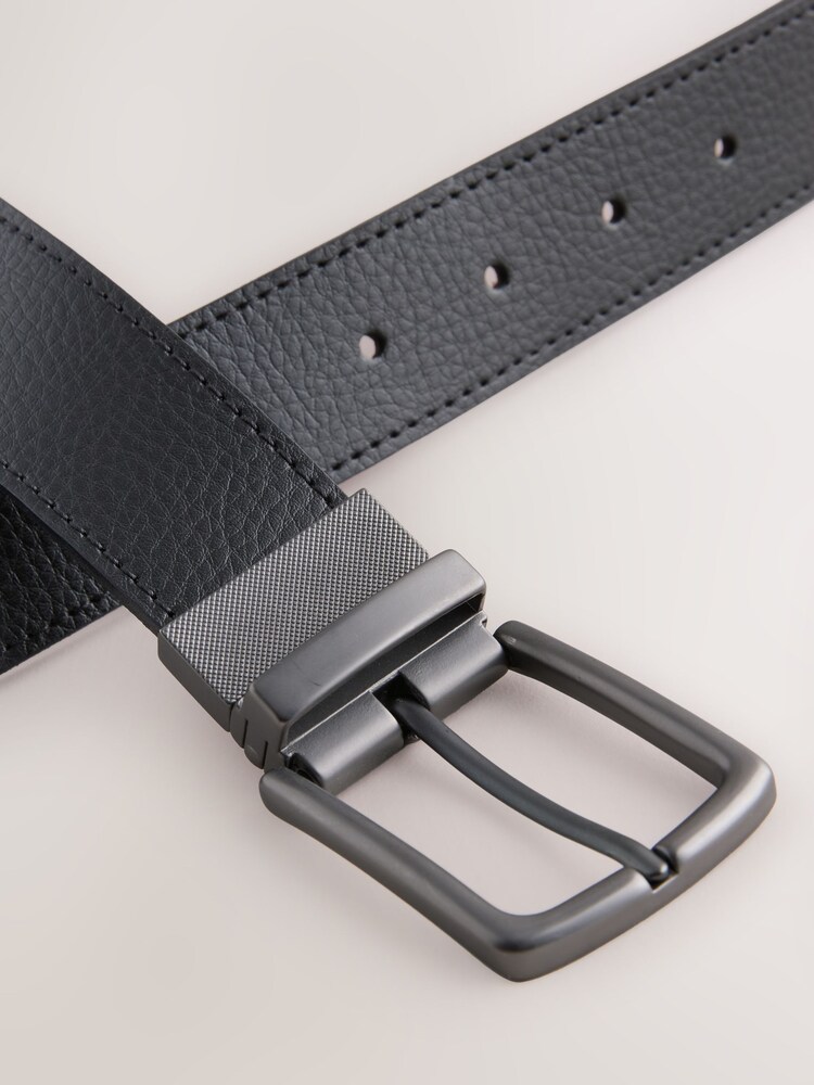 Black/Brown Reversible Grainy Leather Belt - Image 3 of 3