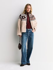 Sea New York Cream Linea Fair Isle Knit Combo Fleece Jacket - Image 2 of 8