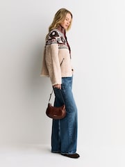 Sea New York Cream Linea Fair Isle Knit Combo Fleece Jacket - Image 3 of 8