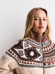 Sea New York Cream Linea Fair Isle Knit Combo Fleece Jacket - Image 5 of 8