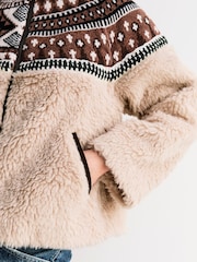 Sea New York Cream Linea Fair Isle Knit Combo Fleece Jacket - Image 6 of 8