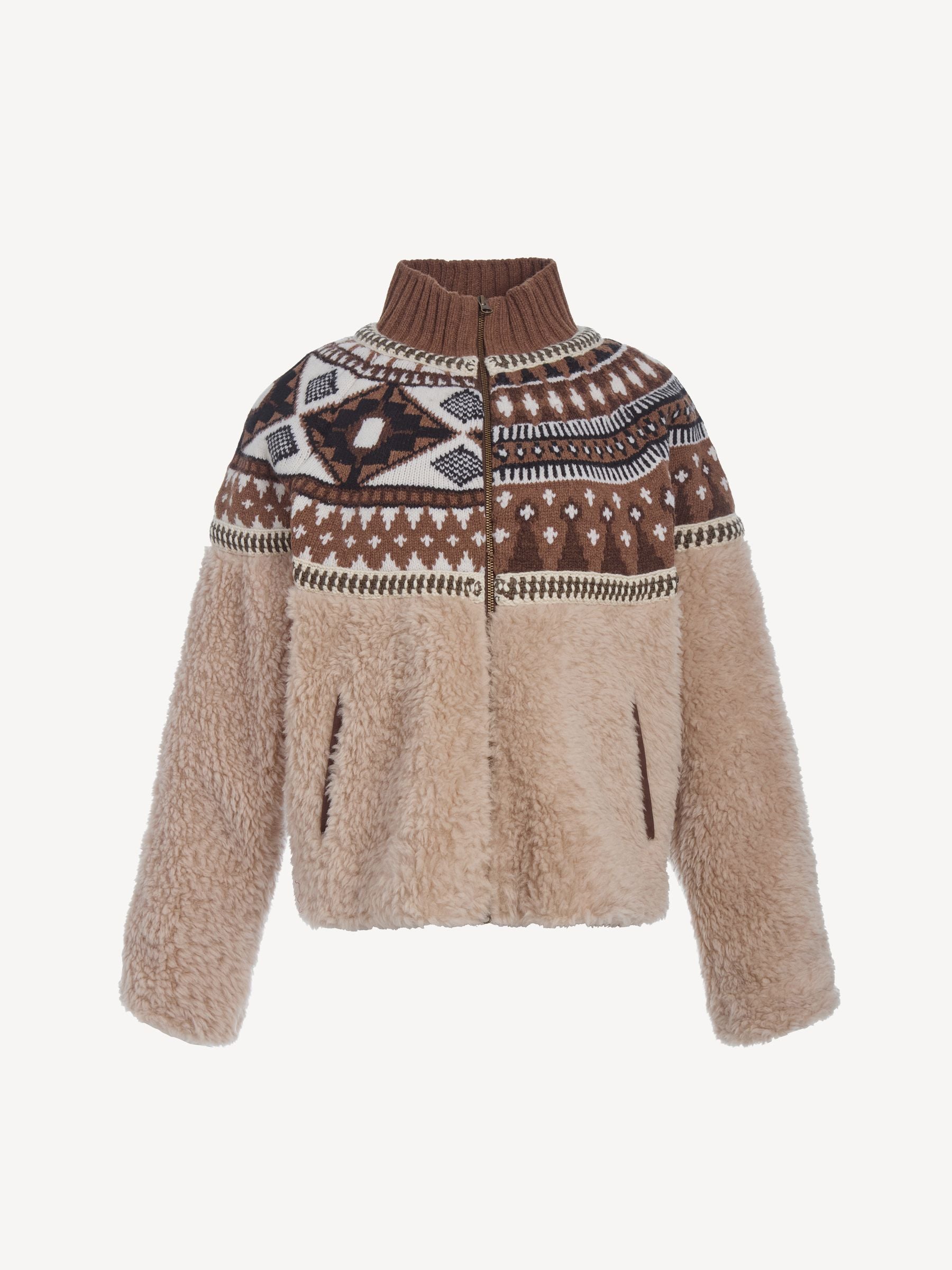 Sea New York Cream Linea Fair Isle Knit Combo Fleece Jacket | Seasons