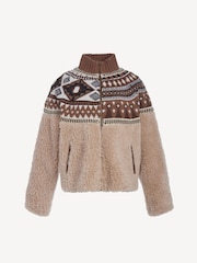 Sea New York Cream Linea Fair Isle Knit Combo Fleece Jacket - Image 8 of 8