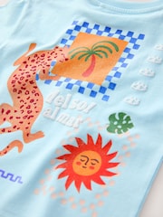 Light Blue Leopard Short Sleeve Back Print T-Shirt (3mths-7yrs) - Image 4 of 4