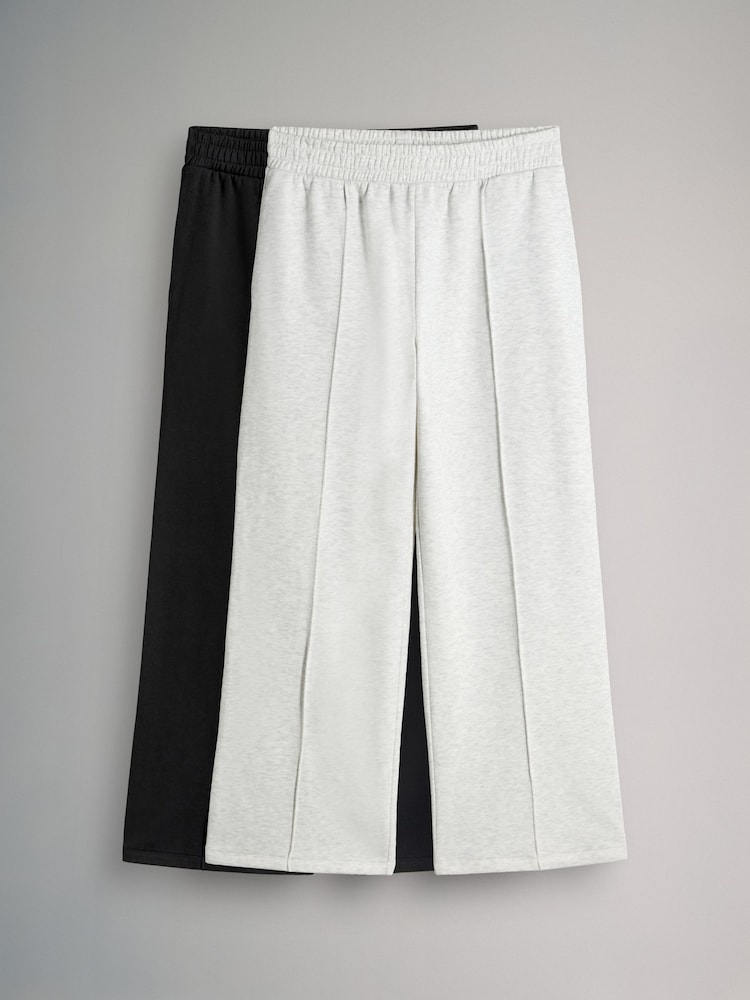 The Set Black/Grey 2 Pack Seam Detail Wide Leg Joggers - Image 1 of 5