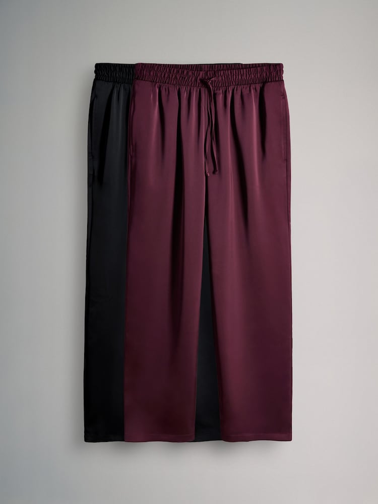 The Set 2 Pack Satin Wide Leg Pull On Trousers - Slika 2 iz 12