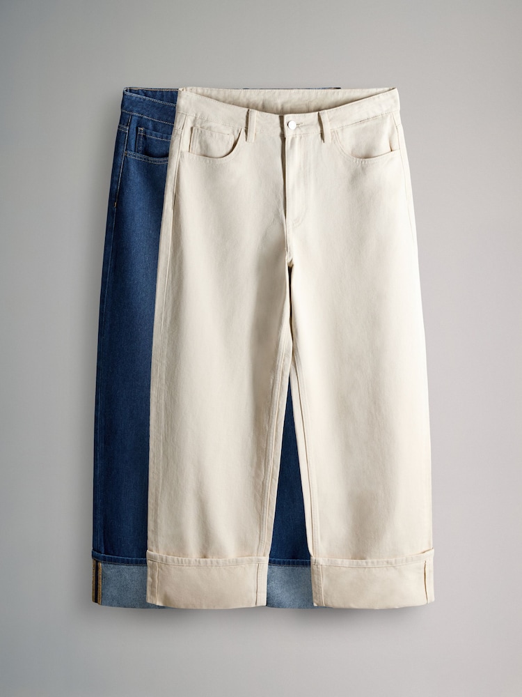 The Set Denim 2 Pack Turn Up Wide Leg Denim Jeans - Image 2 of 7