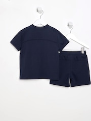 River Island Blue Boys Block Piped T-Shirt and Shorts Set - Image 3 of 5