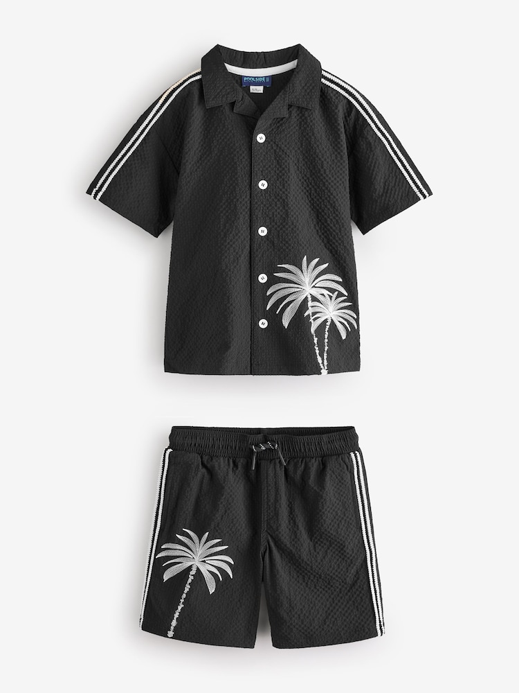 River Island Black Boys Palm Embroid Swim Shorts Set - Image 1 of 1
