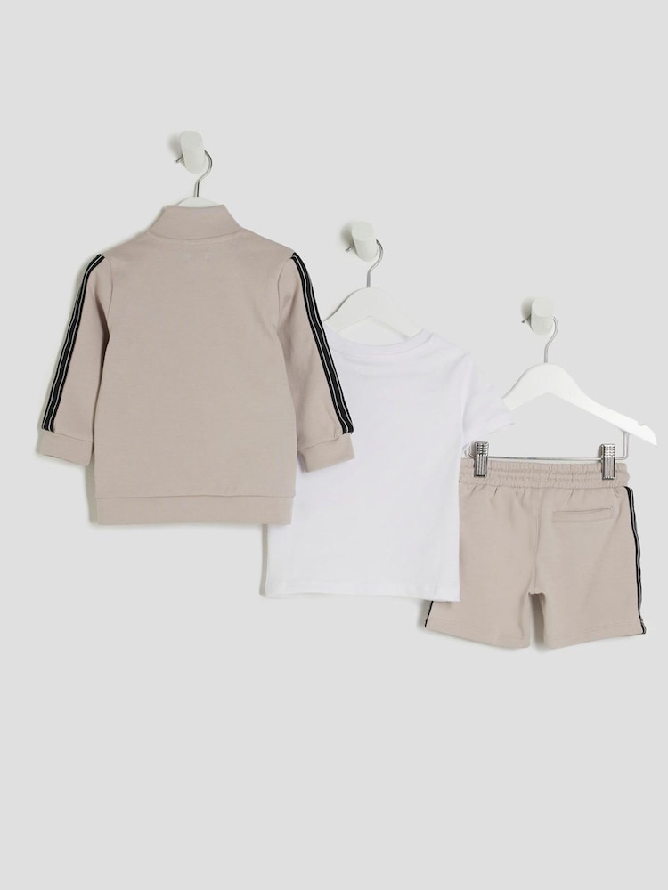 River Island Natural Boys Funnel Taped Shorts Set - Image 2 of 5