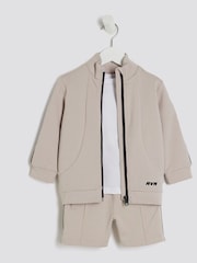 River Island Natural Boys Funnel Taped Shorts Set - Image 3 of 5