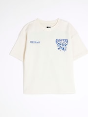 River Island Cream Boys Casa Gothic 100% Cotton T-Shirt - Image 1 of 4