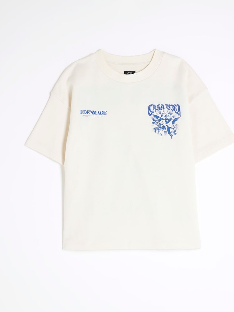 River Island Cream Boys Casa Gothic 100% Cotton T-Shirt - Image 1 of 4