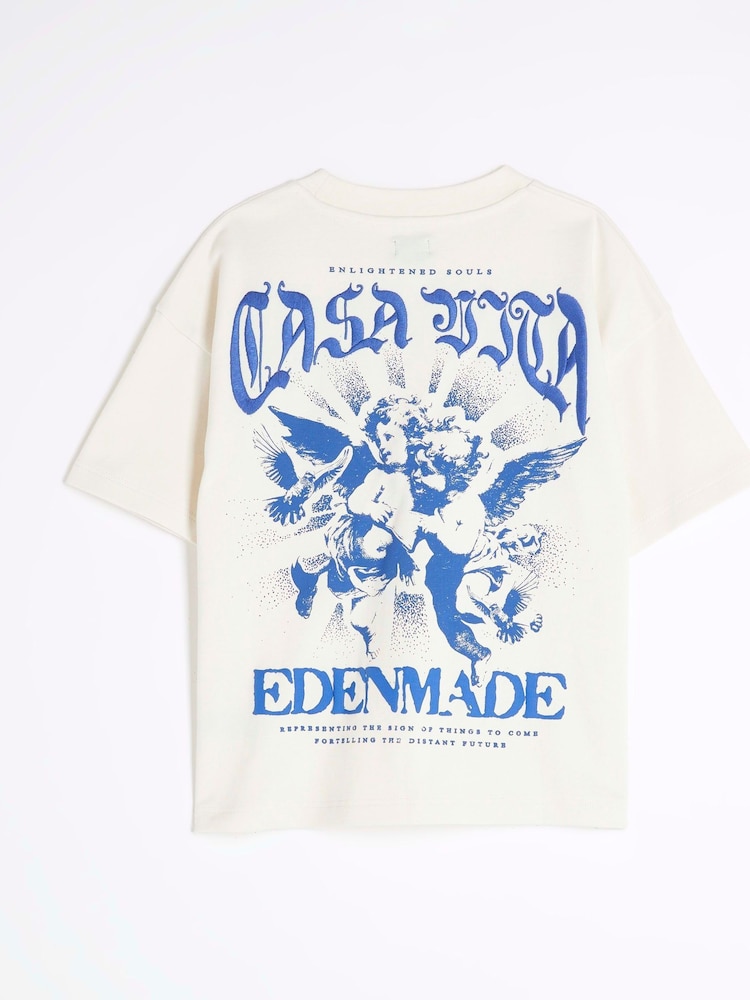 River Island Cream Boys Casa Gothic 100% Cotton T-Shirt - Image 2 of 4