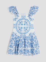 River Island Blue Shell Drop Waisted 100% Cotton Dress - Image 2 of 4