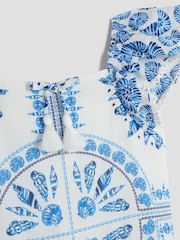 River Island Blue Shell Drop Waisted 100% Cotton Dress - Image 3 of 4