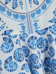 River Island Blue Shell Drop Waisted 100% Cotton Dress - Image 4 of 4