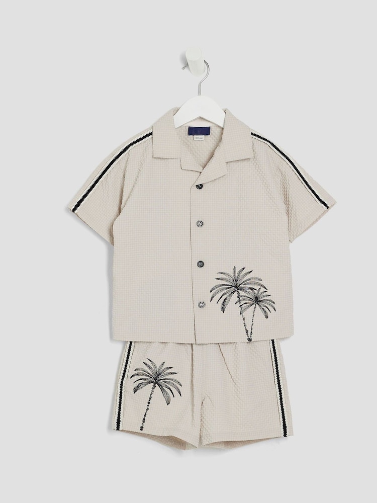 River Island Natural Boys Palm Embroid Swim Shorts Set - Image 4 of 6
