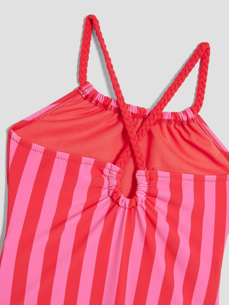 River Island Pink Girls Stripe Charm Belt Swimsuit - Image 4 of 4 River Island Pink Girls Stripe Charm Belt Swimsuit - Image 4 of 4