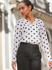 Sosandar White Spot Print Shirt - Image 3 of 5