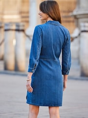 Sosandar Blue Denim Wrap Dress - Image 3 of 5
