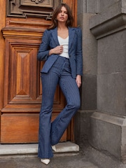 Sosandar Blue Pinstripe Denim Blazer - Image 5 of 5