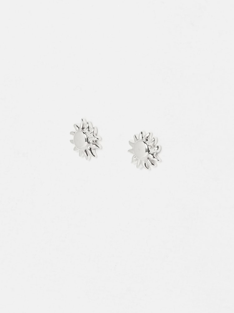 Oliver Bonas Silver Tone Elio Sun Sterling Stud Earrings - Image 1 of 5 Oliver Bonas Silver Tone Elio Sun Sterling Stud Earrings - Image 1 of 5