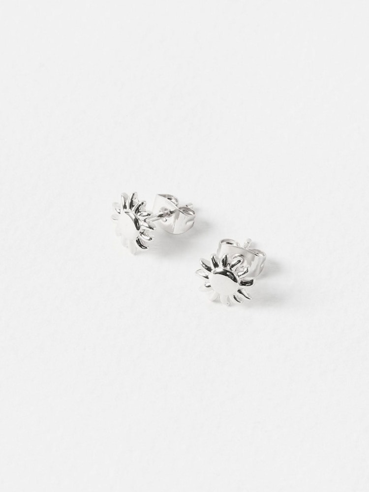 Oliver Bonas Silver Tone Elio Sun Sterling Stud Earrings - Image 2 of 5
