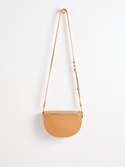 Oliver Bonas Brown Kitty Crochet Raffia Crossbody Bag - Image 2 of 6