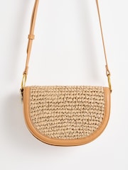 Oliver Bonas Brown Kitty Crochet Raffia Crossbody Bag - Image 3 of 6