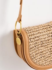 Oliver Bonas Brown Kitty Crochet Raffia Crossbody Bag - Image 6 of 6