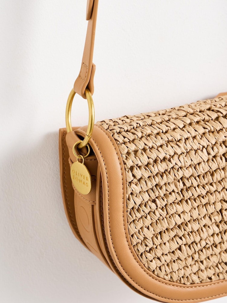 Oliver Bonas Brown Kitty Crochet Raffia Crossbody Bag - Image 6 of 6 Oliver Bonas Brown Kitty Crochet Raffia Crossbody Bag - Image 6 of 6