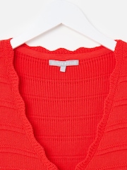 Oliver Bonas Red Textured Scalloped Knitted Waistcoat - Image 3 of 5