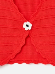 Oliver Bonas Red Textured Scalloped Knitted Waistcoat - Image 5 of 5