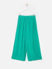 Oliver Bonas Green Crinkled Wide Leg Trousers - Image 4 of 8