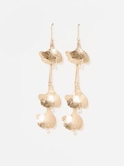 Oliver Bonas Gold Tone Anish Leaf Large Hook Earrings - Image 1 of 6